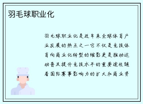 羽毛球职业化